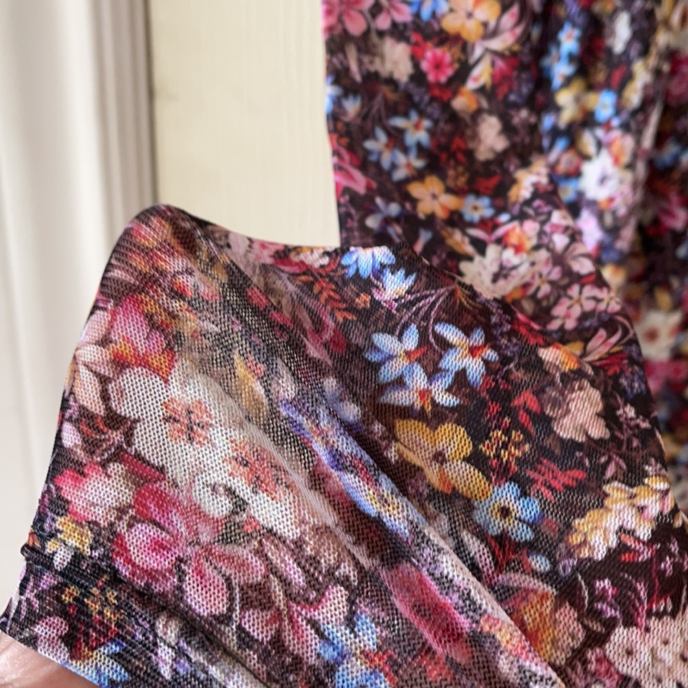 GORGEOUS floral midi dress mesh sheer - Picture 4 of 9